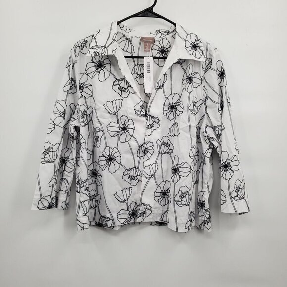 Chico's Embroidered Swing Jacket Women Size Medium NWT Alabaster Floral - Picture 1 of 12